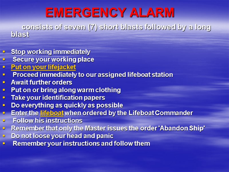 EMERGENCY ALARM            